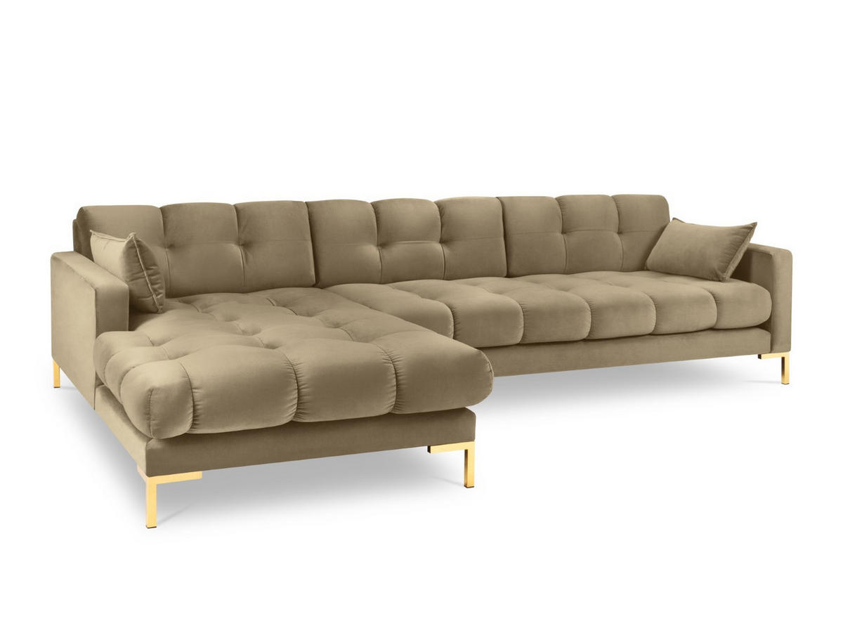 ECKSOFA links Mamaia aus Samt beige 5 Sitzplätze - Beige, Textil (185/293cm) - Micadoni