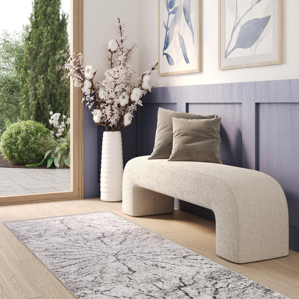 TEPPICHLÄUFER SKY grau abstrakt 70/150 cm - Grau, Textil (70/150cm) - Tapiso