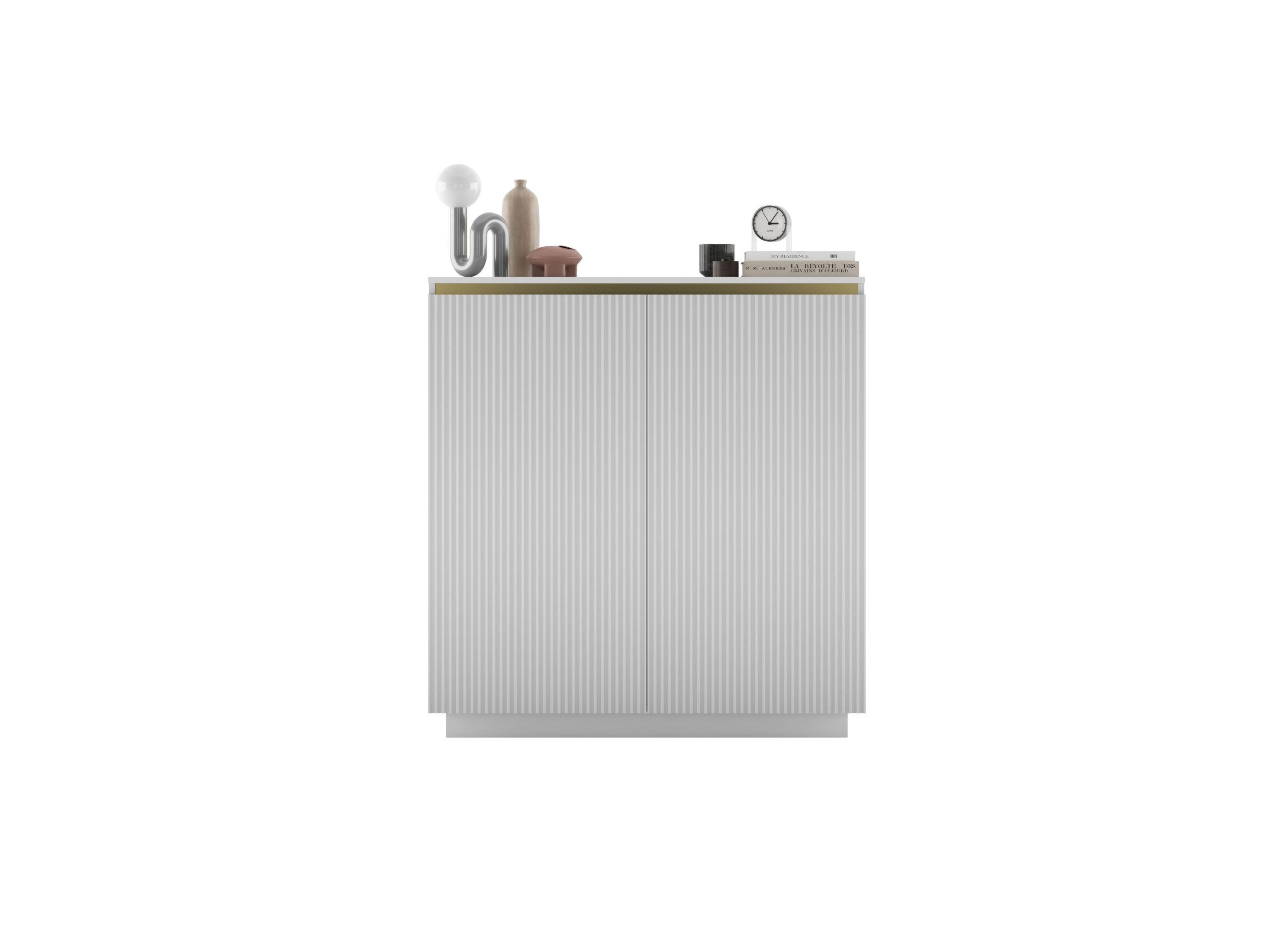 HIGHBOARD Selene 2D Weiß Matt 111 cm Glamour - Weiß, Holzwerkstoff (110.8/118/35cm) - Meble Lindner