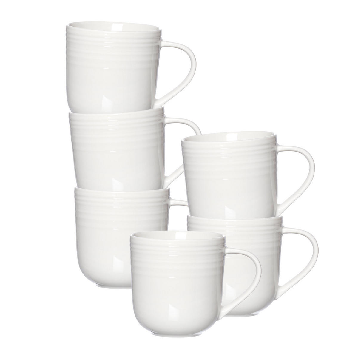 KAFFEEBECHER Levi Weiß 400 ml 6er Set - Weiß, Keramik (0.4L) - Ritzenhoff Breker
