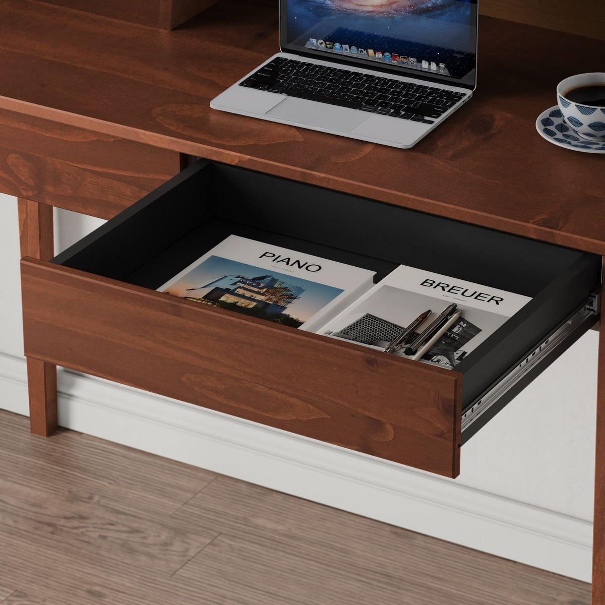 SCHREIBTISCH ALISA Kastanie - Kastanienfarben, Holz (54/114/122cm) - IDIMEX