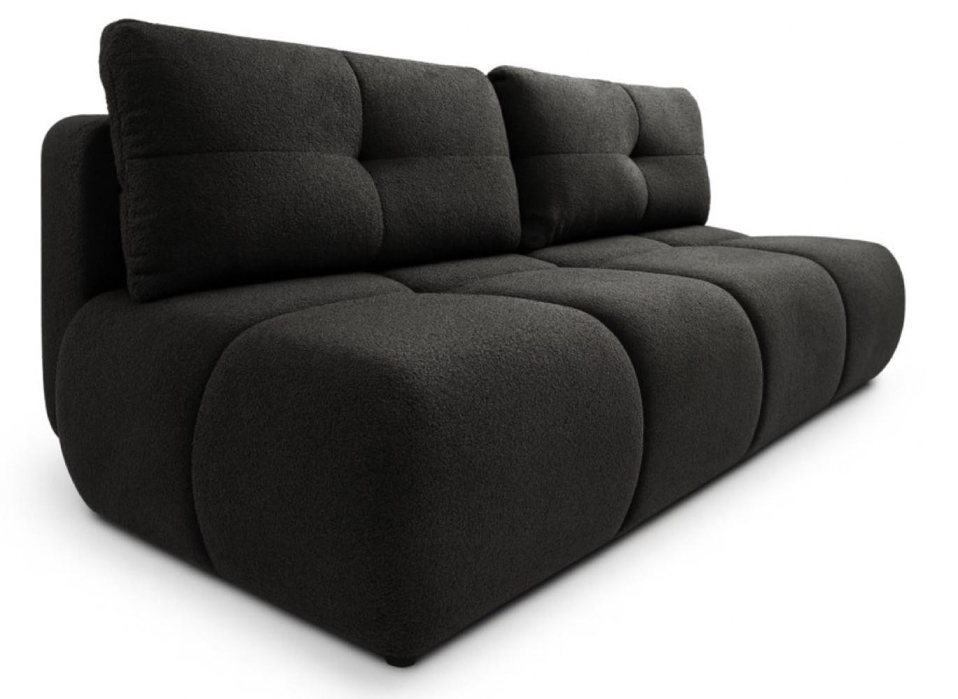 SOFA Schwarz MILA Ausziehbar Ohne Armlehnen Bouclé Stoff - Schwarz, Textil (214/89/104cm) - Sepro Meble