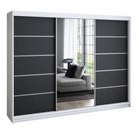 SCHWEBETÜRENSCHRANK 200 cm VILANO 1 Farbe: Weiß, Schwarz - Schwarz/Weiß, Holzwerkstoff (200/215/59.5cm) - A&J MöbelLand