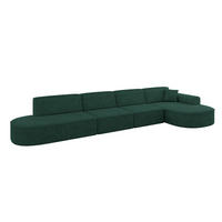 ECKSOFA Ottomane Rechts MARI-L3 - 413x171x79 cm Grün Velours - Schwarz/Grün, Holzwerkstoff/Kunststoff (171/413cm) - ALTDECOR