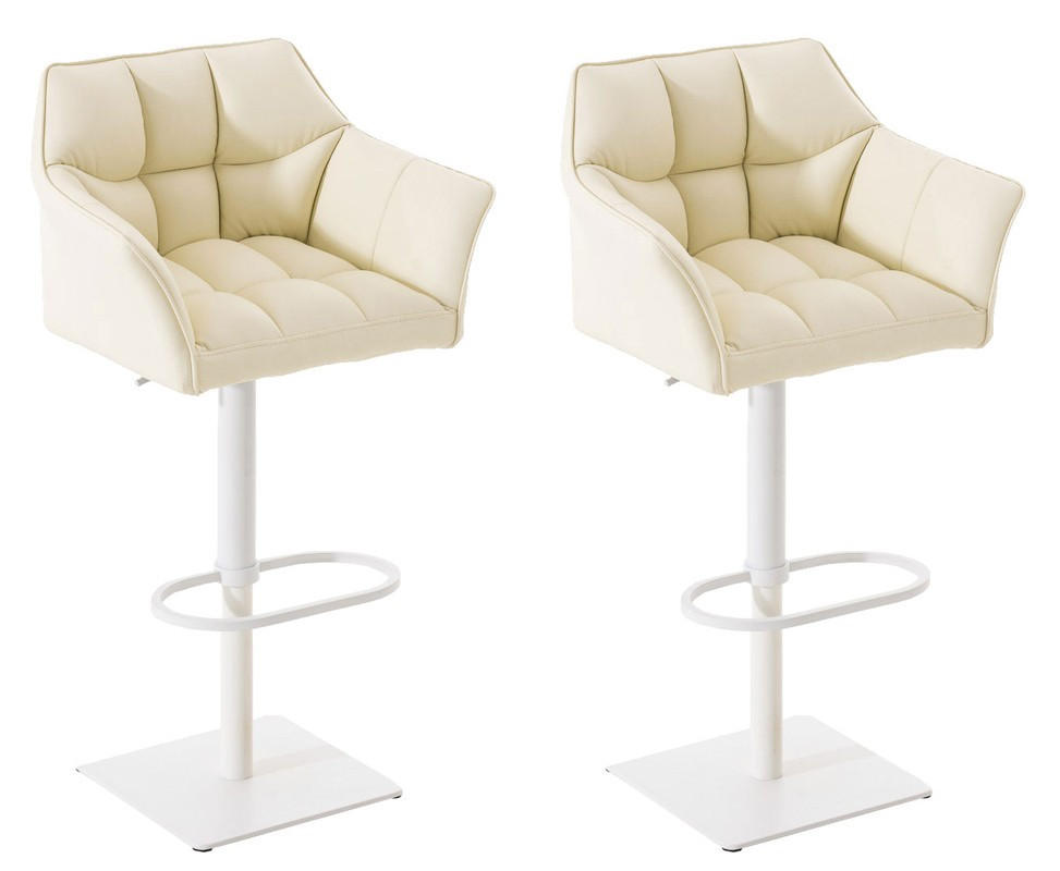 BARHOCKER Damaso 2er Set 88x64x45 cm creme - Creme, Leder (64/88/45cm) - furnicato