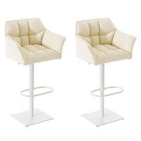 BARHOCKER Damaso 2er Set 88x64x45 cm creme - Creme, Leder (64/88/45cm) - furnicato