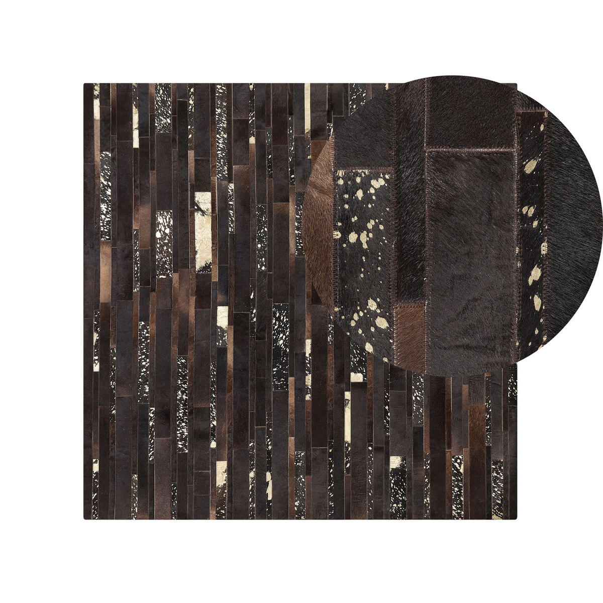 KURZFLOR-TEPPICH Artvin 200/200 cm - Braun, Fell (200/200cm) - Beliani