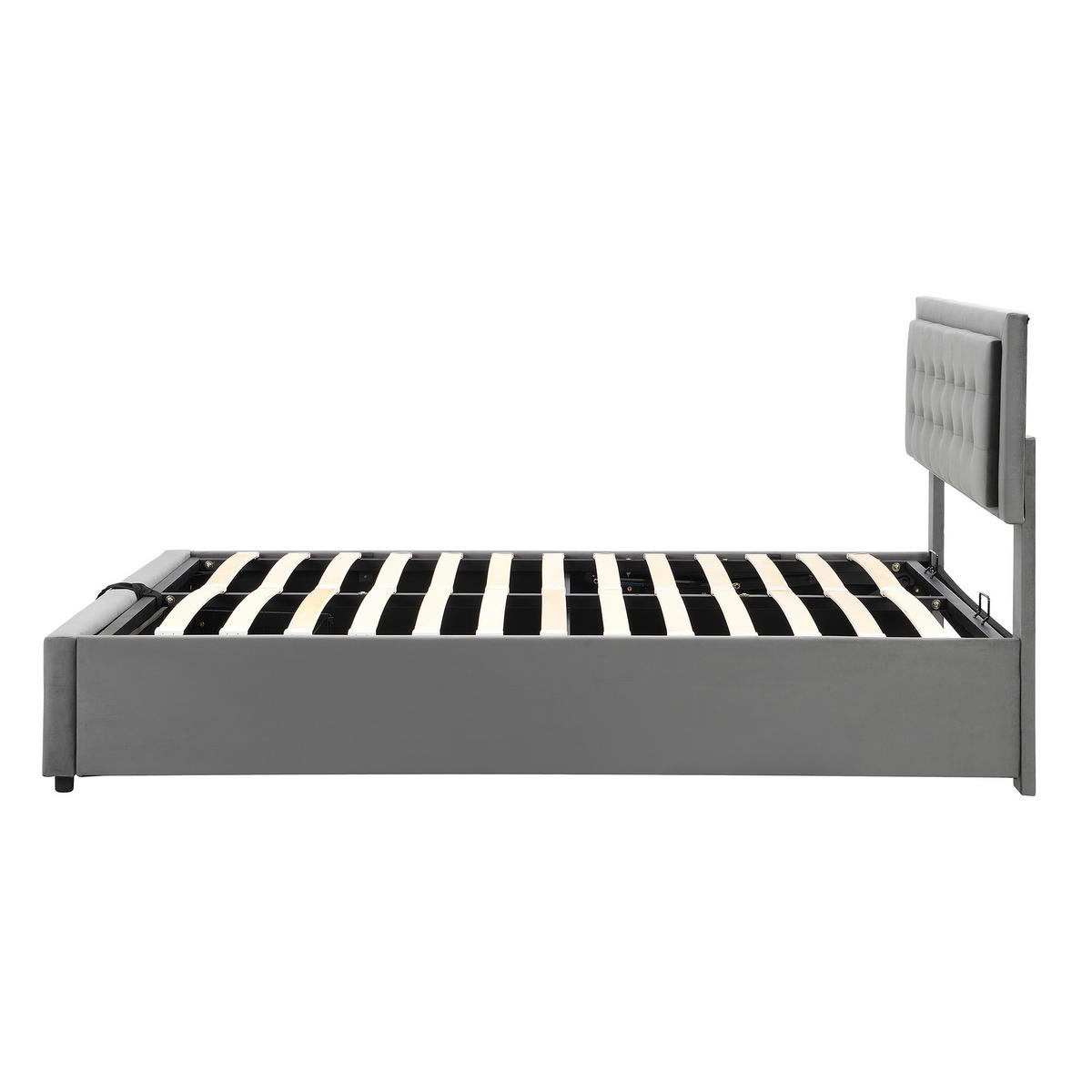 POLSTERBETT 140x190 Lattenrost 2 Schubladen Stauraum Velours Grau - Grau, Textil (140/190cm) - FLIEKS