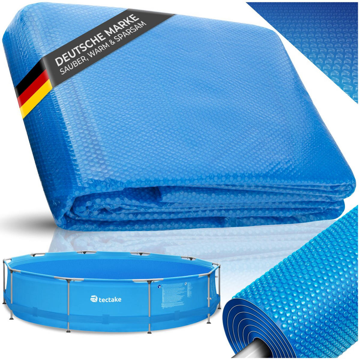 POOL-SOLARFOLIE , Durchmesser 455 cm, blau - Blau, Kunststoff (455/455cm) - tectake