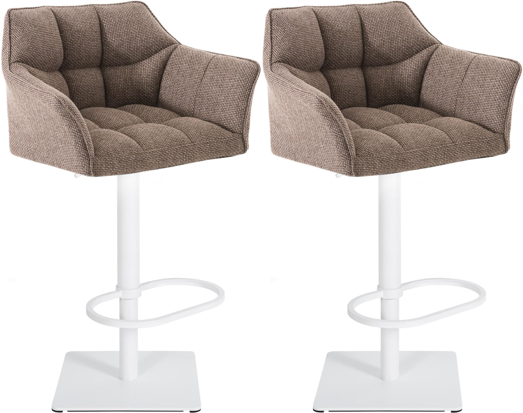 BARHOCKER 2er Set Stoff Terrabraun - Dunkelbraun/Weiß, Textil/Metall (64/88/45cm) - CLP