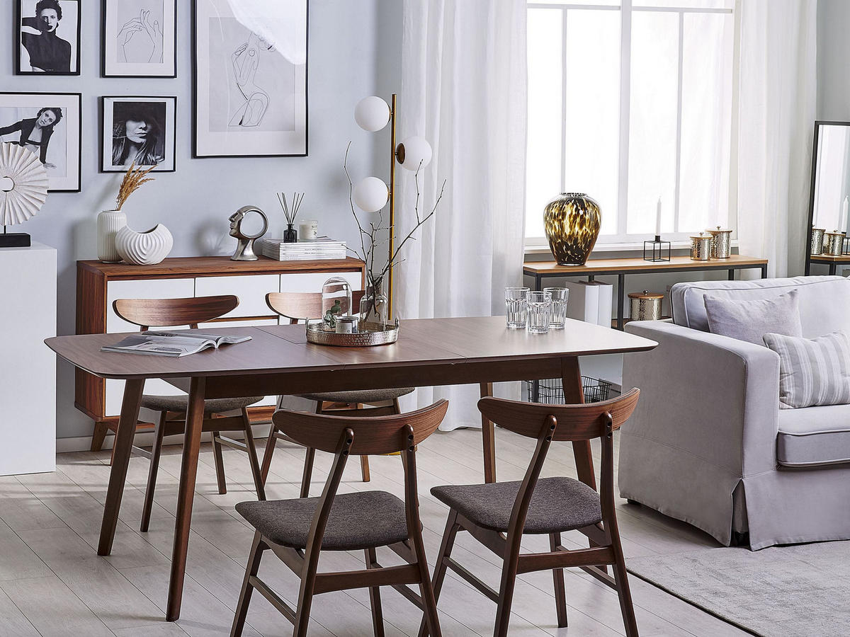 JÍDELNÍ STŮL 150-190/90/75 cm Tmavě hnědý Obdélníkový Madox - tmavě hnědá, kompozitní dřevo (150/90/75cm) - Beliani