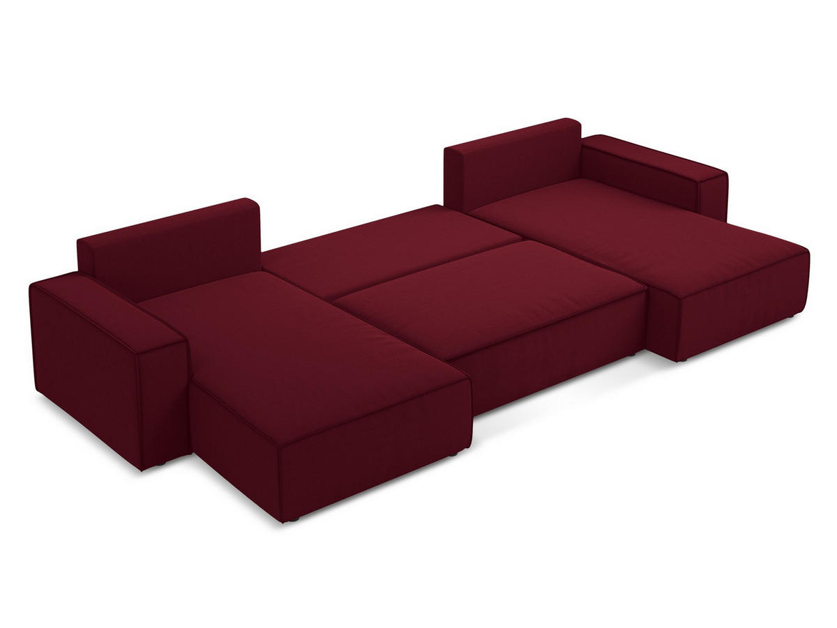 WOHNLANDSCHAFT Samt Stoff Rot - Bordeaux/Rot, Kunststoff/Textil (398/82/185cm) - Makamii