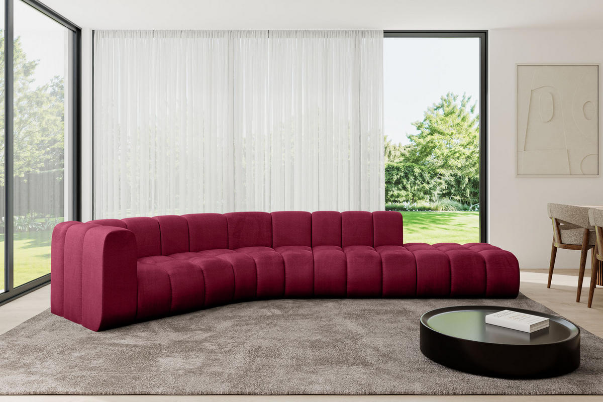 ECKSOFA modulares Sofa Tilmo-L1 - 399x194x70 cm Bordeauxrot - Bordeaux, Holzwerkstoff/Textil (399/194cm) - ALTDECOR
