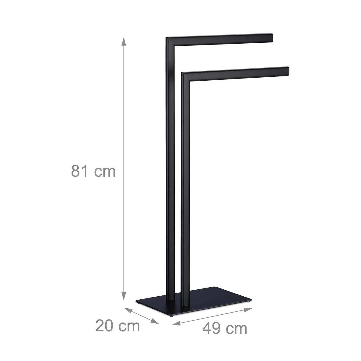 HANDTUCHSTÄNDER - Schwarz, Metall (49/81/20cm) - Relaxdays