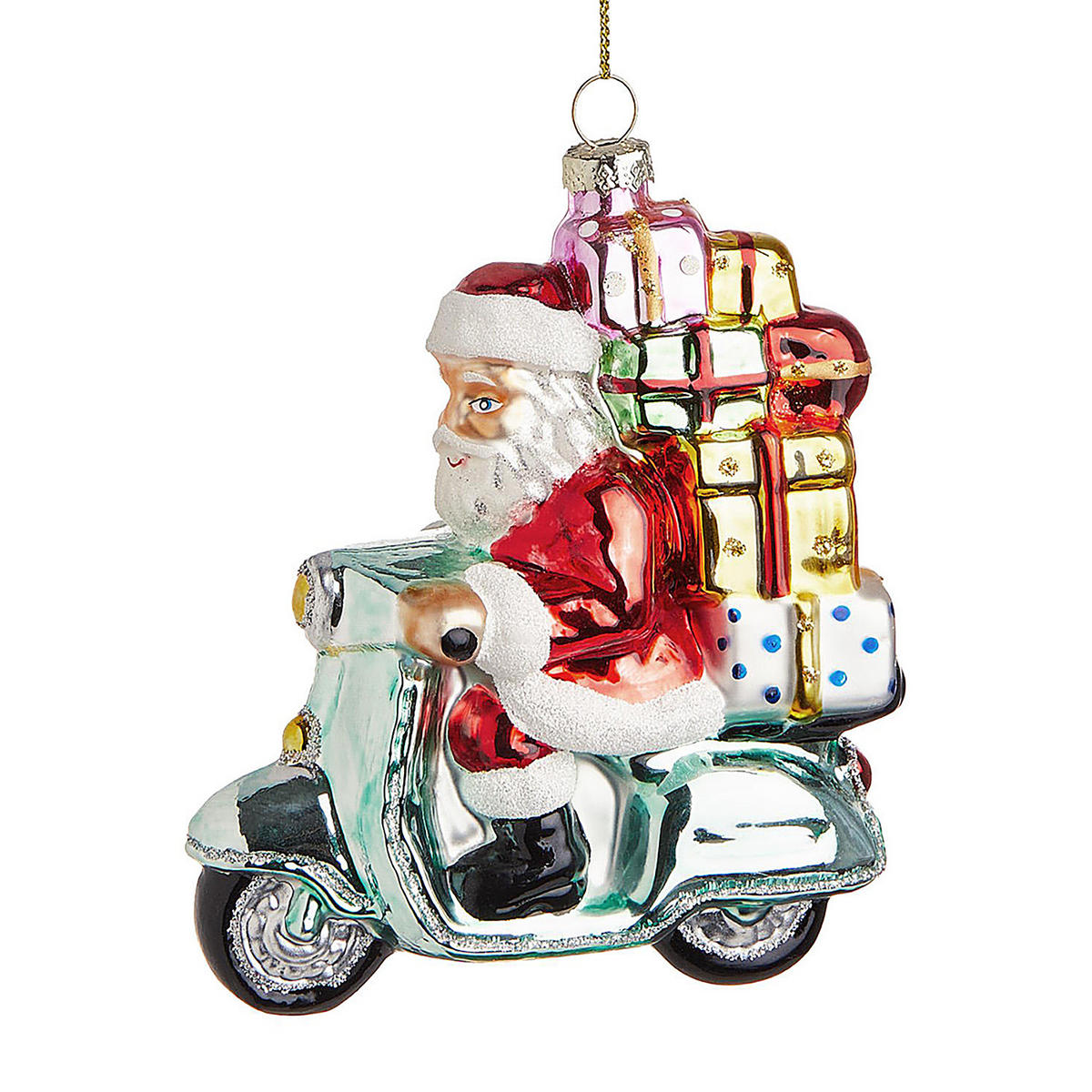 BAUMANHÄNGER Hang On Santa Auf Roller - Türkis, Glas (5/13/11cm) - Butlers