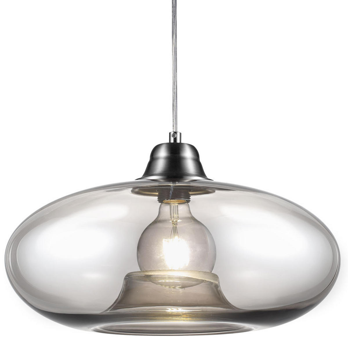 LED HÄNGELEUCHTE LILLE Grau Metall Glas - Grau, Glas (40/40/150cm) - Nowa