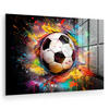 ACRYLGLASBILD Fußball - Farbe - Farben - Schwarz - Weiß 120x80 cm - Weiß, Glas (120/80cm) - MuchoWow
