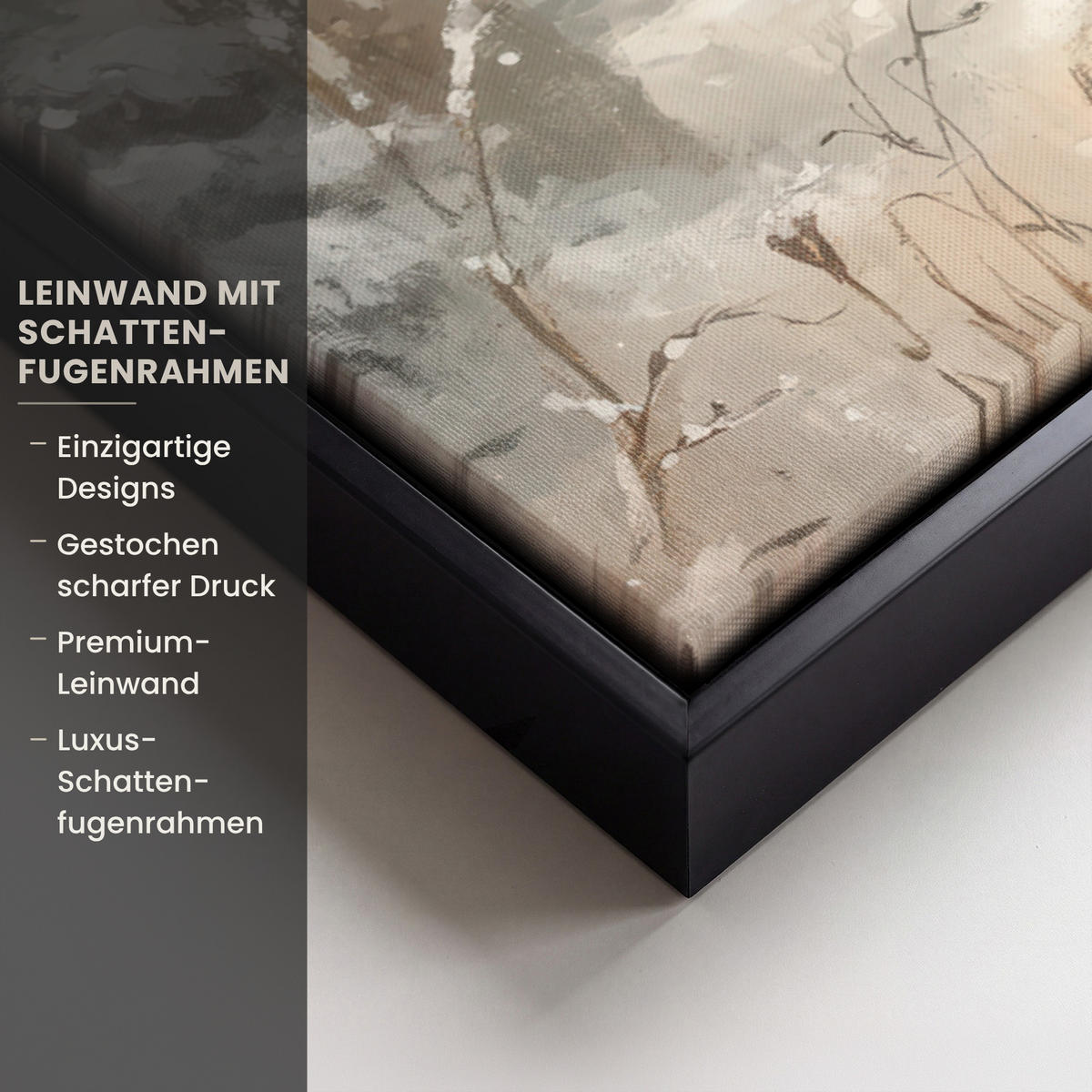 LEINWAND Bilder mit Rahmen - Weihnachten - Rentier - Winter - Kranz - 100x70 - Naturfarben, Textil (100/70cm) - MuchoWow