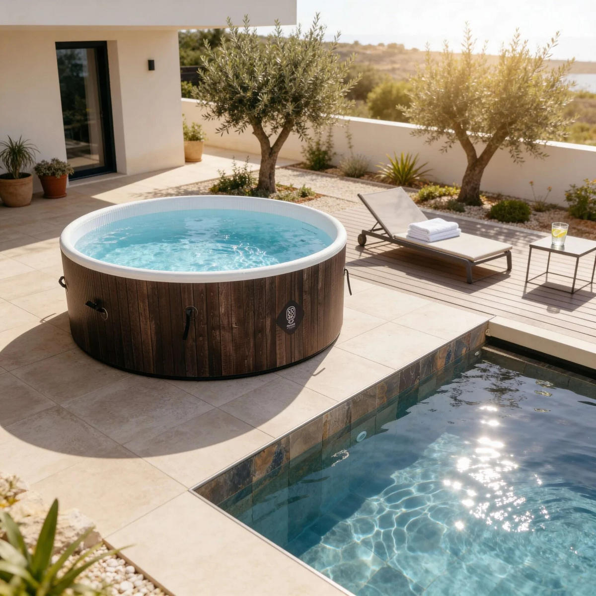 POOL Hawaii – 180 cm Durchmesser – 1100 Liter – Echtholz-Optik - Braun, Kunststoff (180/70/70cm) - COCO SPA