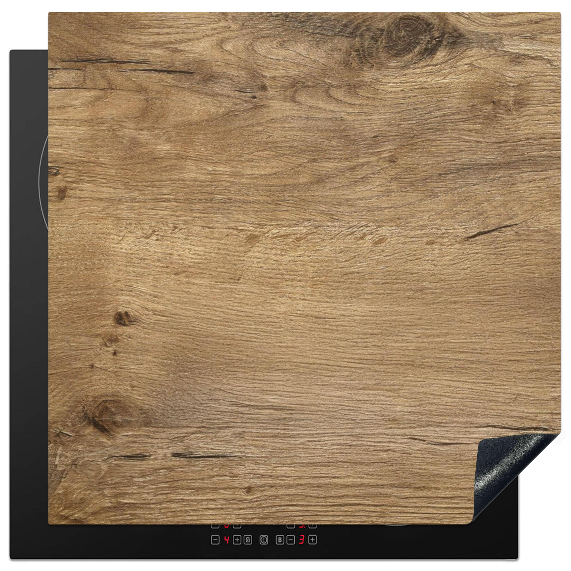 HERDABDECKPLATTE Holz - Braun - Holzoptik Induktionsmatte 78x78 cm - Eichefarben, Kunststoff (78/78/0.2cm) - MuchoWow