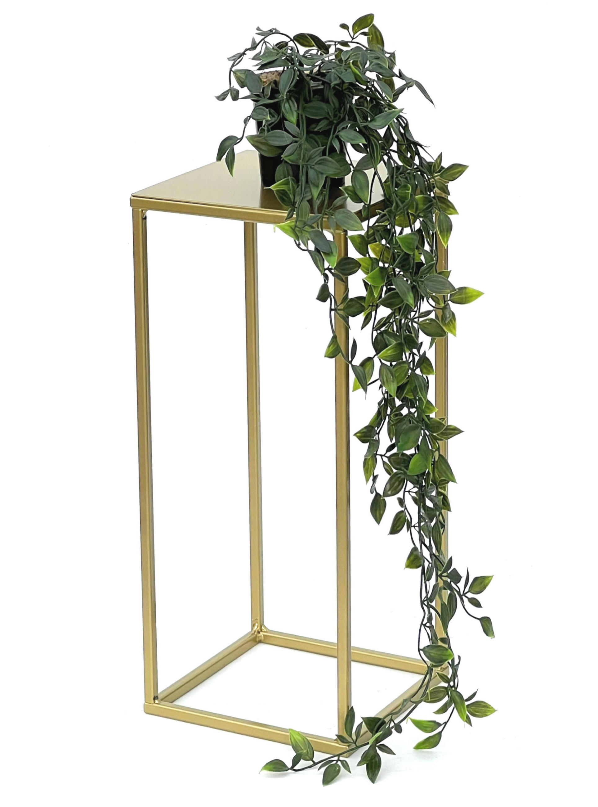 BLUMENHOCKER Metall Gold Eckig 42 cm 96406 S - Goldfarben, Metall (20/42/20cm) - DanDiBo
