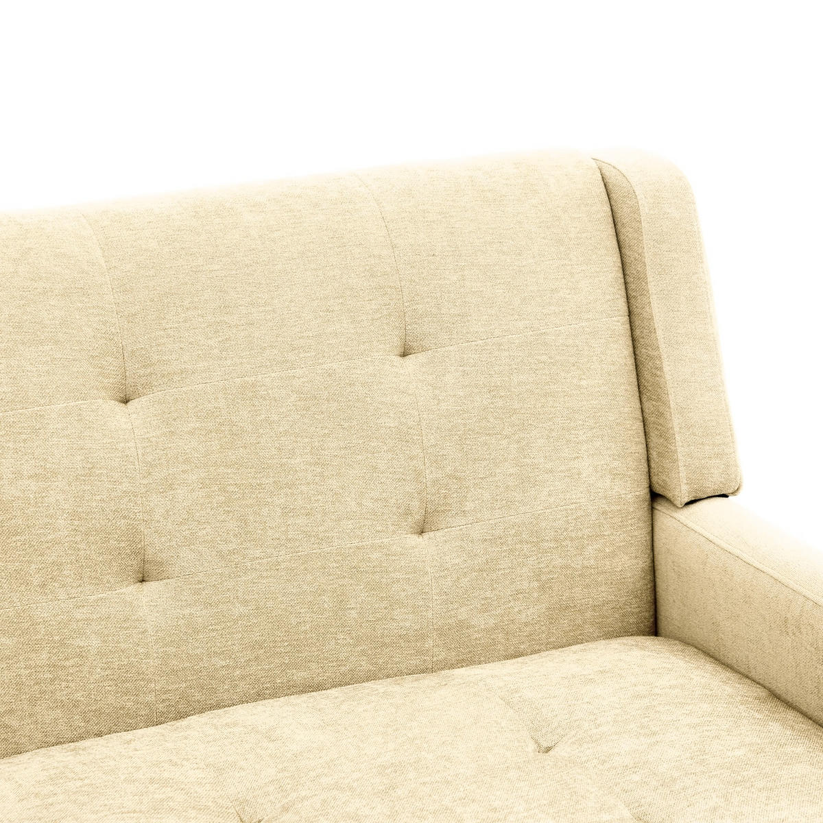 2-SITZER-SOFA Massivholz,dicke Schaumfüllung,Leinenstoff,Beige - Beige, Textil (119/88/75cm) - LVHOM