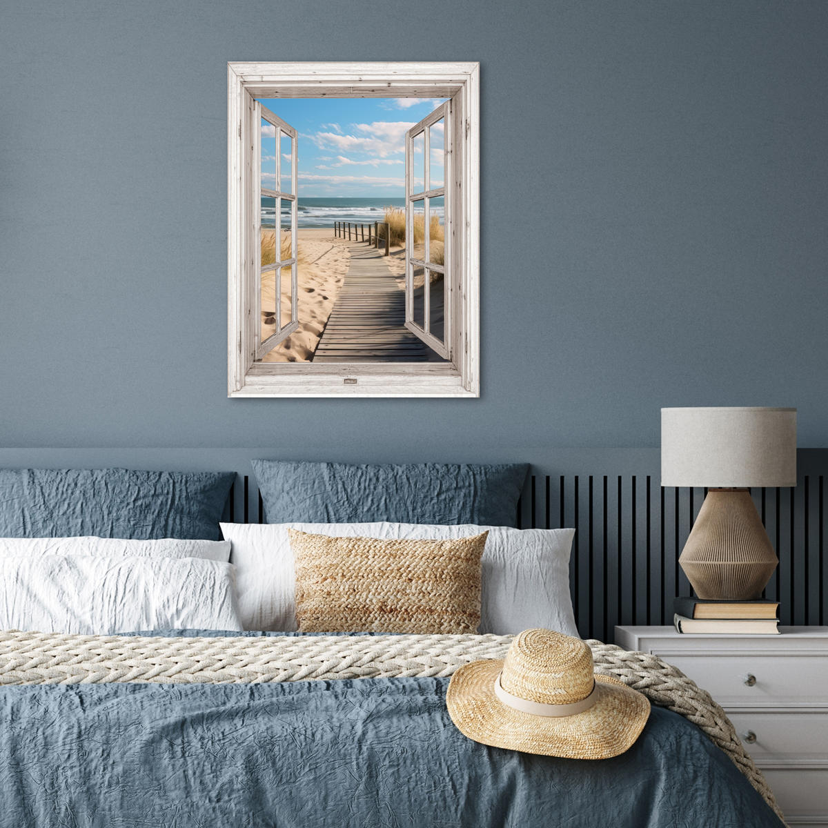 POSTER Fenster - Meer - Küste - Natur - Ausblick - Strand - Wattenmeer 60x80 cm - Beige, Papier (60/80/0.1cm) - MuchoWow