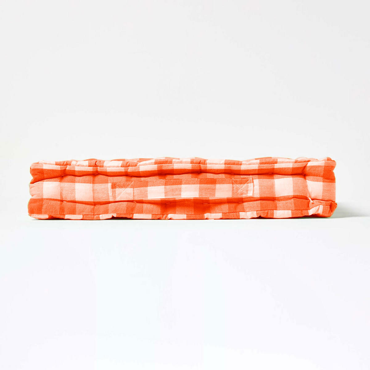 SITZKISSEN orange-weiß kariert 50/50/10 cm - Orange, Textil (50/50/10cm) - Homescapes