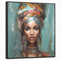 LEINWAND Bilder mit Rahmen - Frau - Kunst - Schmuck - Porträt - 90x90 - Blaugrau, Textil (90/90cm) - MuchoWow