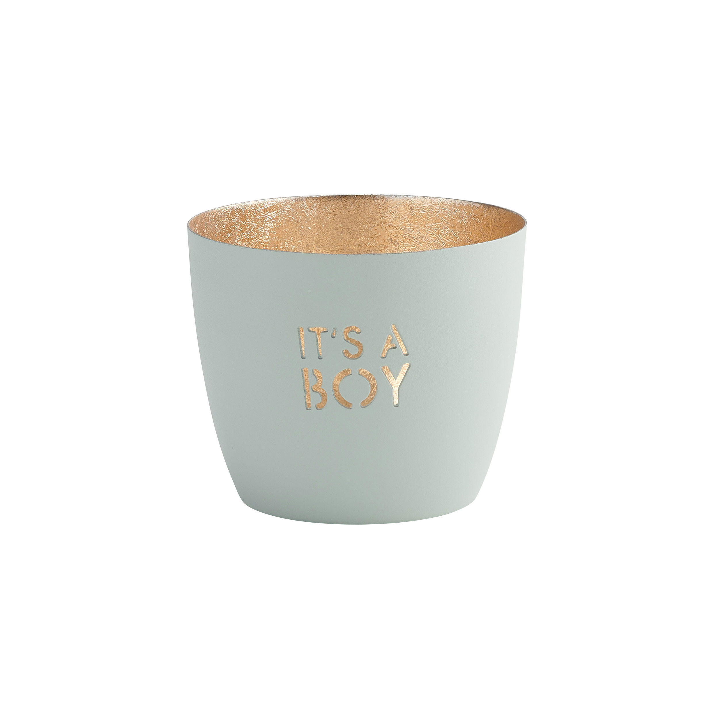 TEELICHTHALTER Madras Its a boy M, Eisen, Pastellblau, Gold, 8.5 cm - Blau, Metall (9cm) - Gift Company