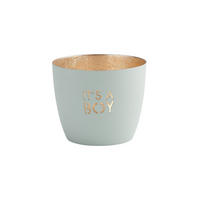 TEELICHTHALTER Madras Its a boy M, Eisen, Pastellblau, Gold, 8.5 cm - Blau, Metall (9cm) - Gift Company