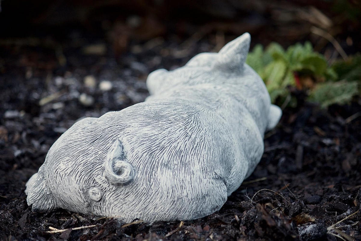 STEINFIGUR Schweinchen Schwein schlafend frostfest Steinguss - Grau, Stein (29/14/18cm) - stoneandstyle