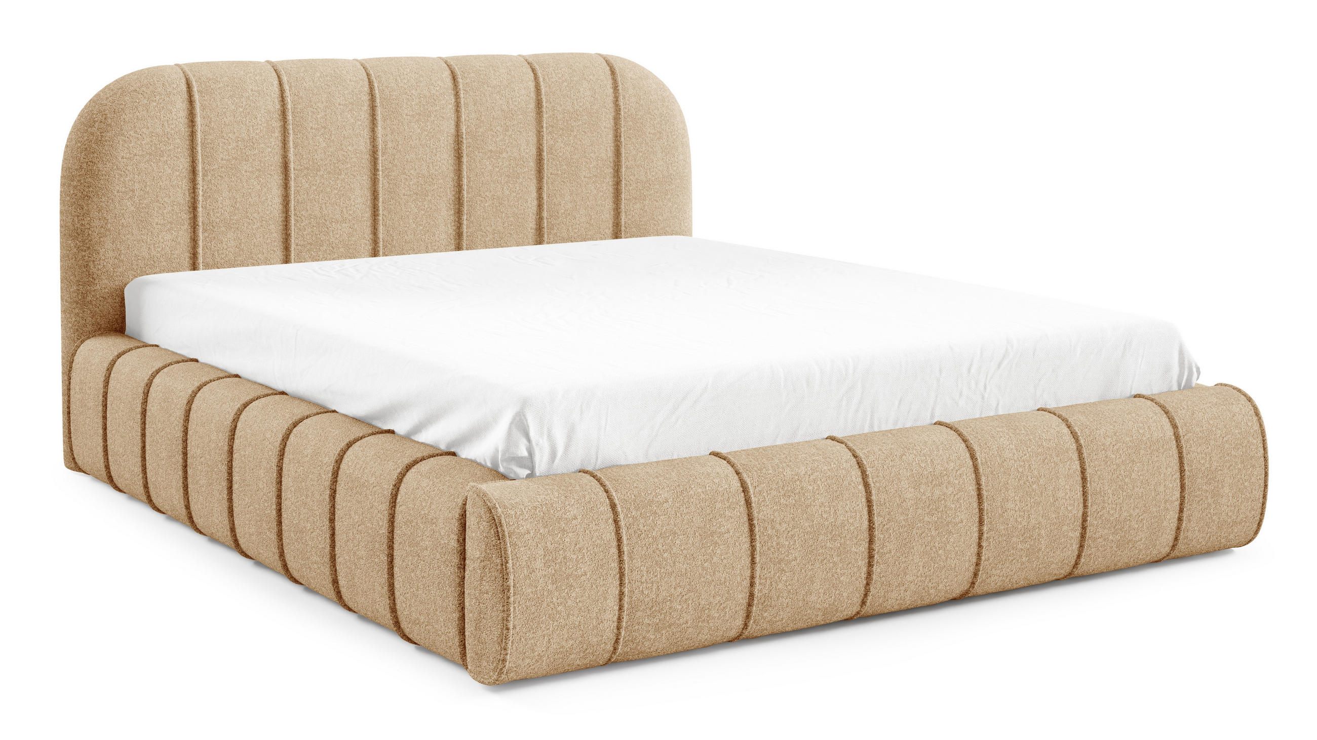 POLSTERBETT 180x200 Lunea, Samt, Metallrahmen, Bettkasten, Beige - Beige, Holz/Textil (180/200cm) - Emporius