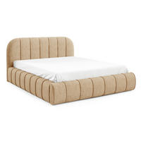 POLSTERBETT 140x200 Lunea, Samt, Metallrahmen, Bettkasten, Beige - Beige, Holz/Textil (140/200cm) - Emporius