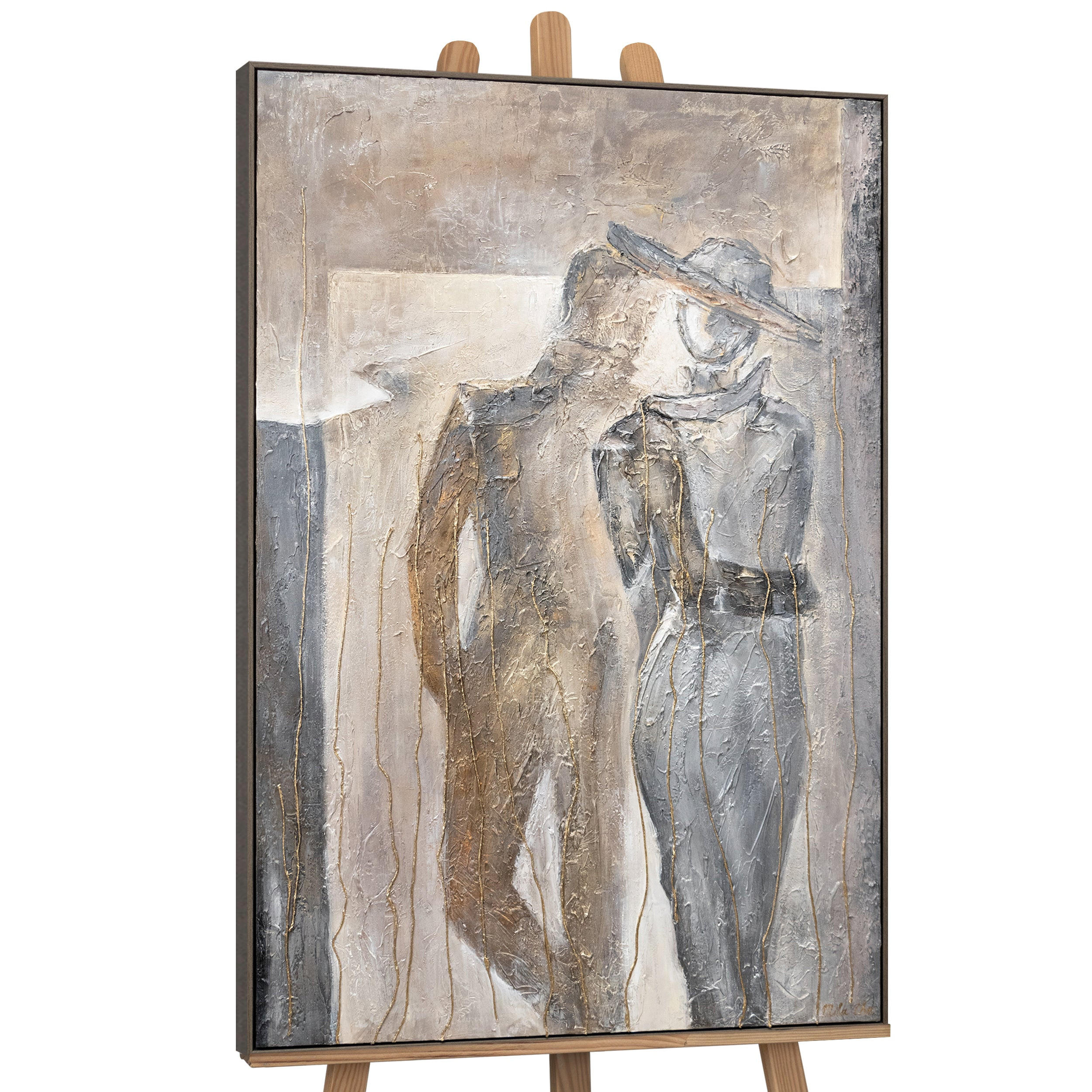 GEMÄLDE Pärchen Schattenfugenrahmen Grau 120x80 cm - Grau, Holz (120/80cm) - YS-art gallery