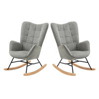 2ER Set Schaukelstuhl Massivholz, Grau - Grau, Textil (66/98/84cm) - Meubles Cosy