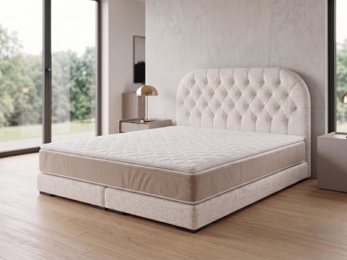 POLSTERBETT LEON4 100x 200 cm Farbe: Creme - Creme, Textil (100/200cm) - A&J MöbelLand