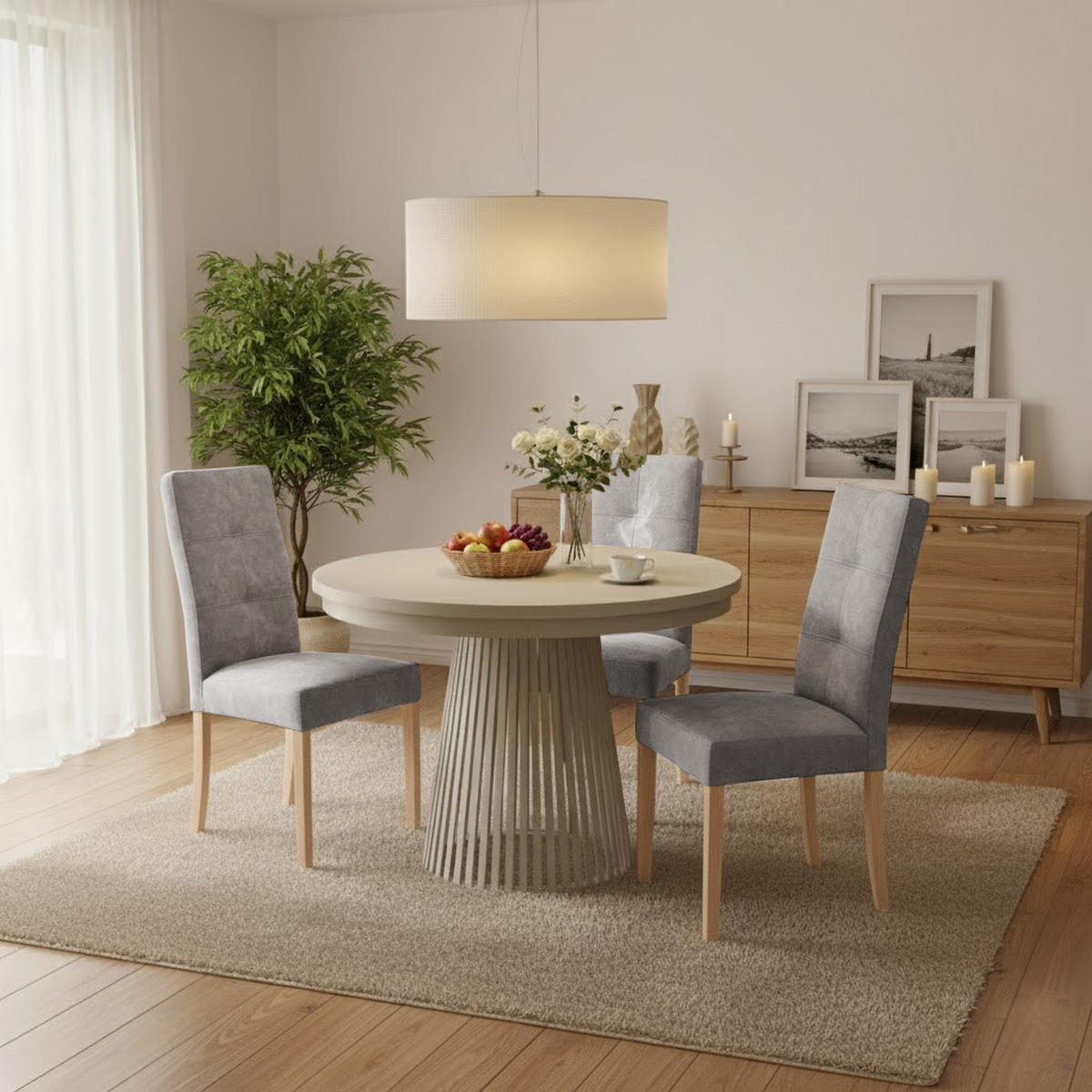 STUHL Solis mit Buchenholzbeinen, Polsterstuhl, Hellgrau - Buchefarben/Hellgrau, Holz (45/100/42cm) - Beautysofa