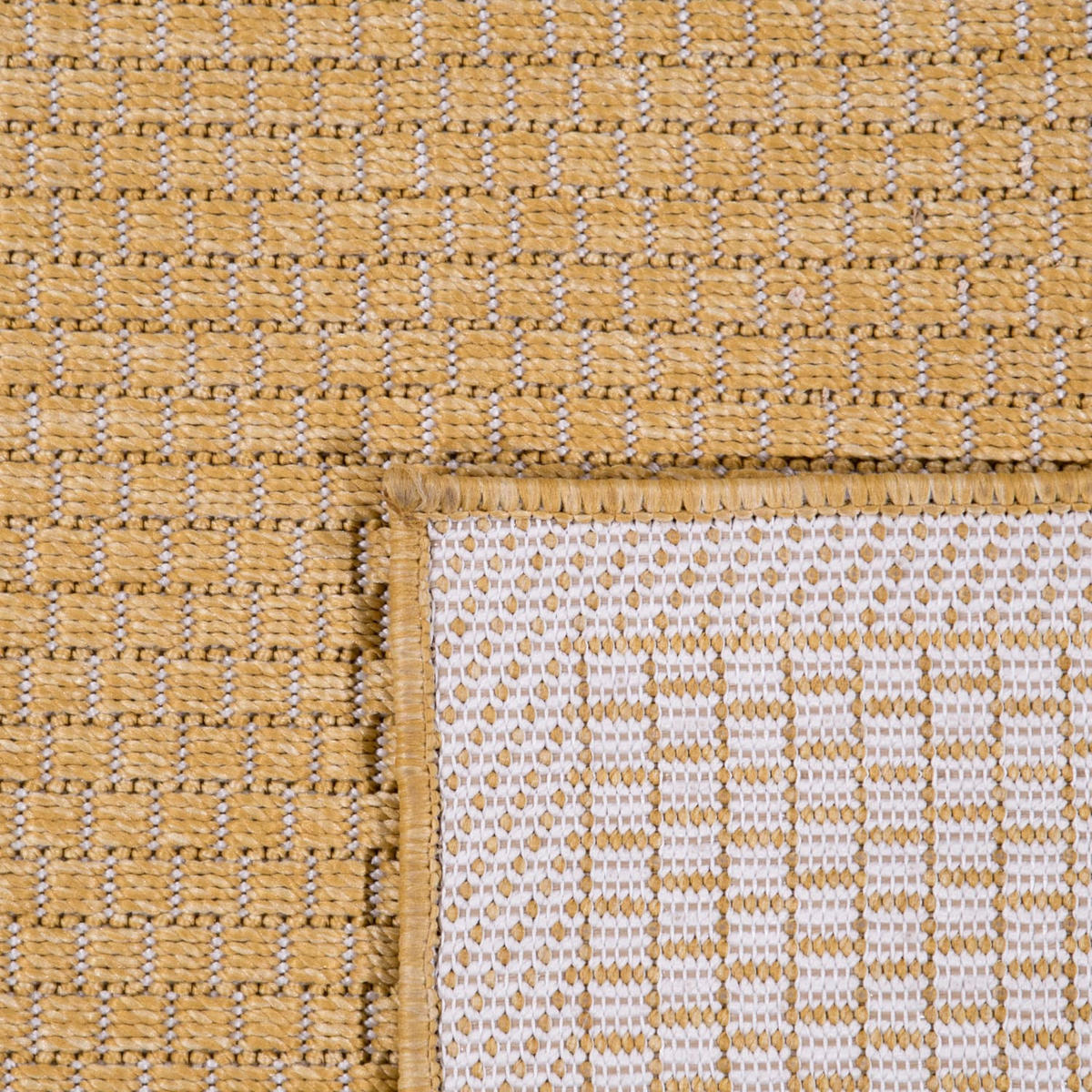 TEPPICH Outdoor Natur Balkon, Terrasse schmutzabweisend Senf Rechteckig 160x220 - Gelb, Textil (160/220cm) - KADIMA DESIGN