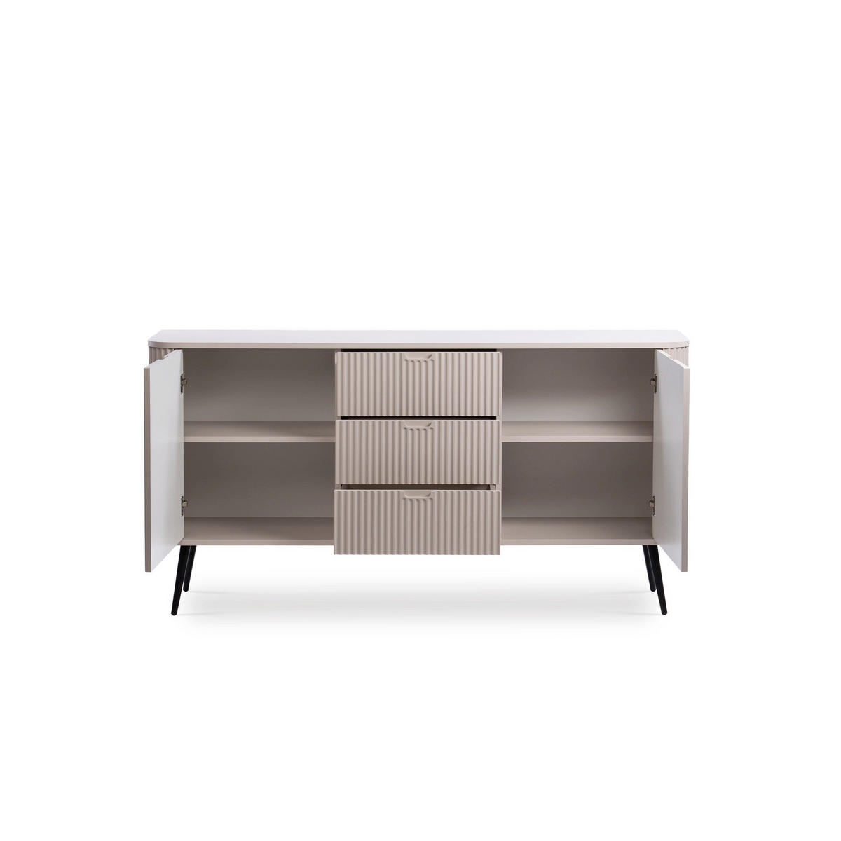 KOMMODE Eva Kaschmir, Beine Schwarz - Hellgrau, Holzwerkstoff (168/87/39cm) - Pillovely