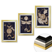 WANDBILDER 3er Set - 20x30 cm Goldrahmen - Naturmotive Mondblumen - Goldfarben, Kunststoff (20/30cm) - ArtPrintCave
