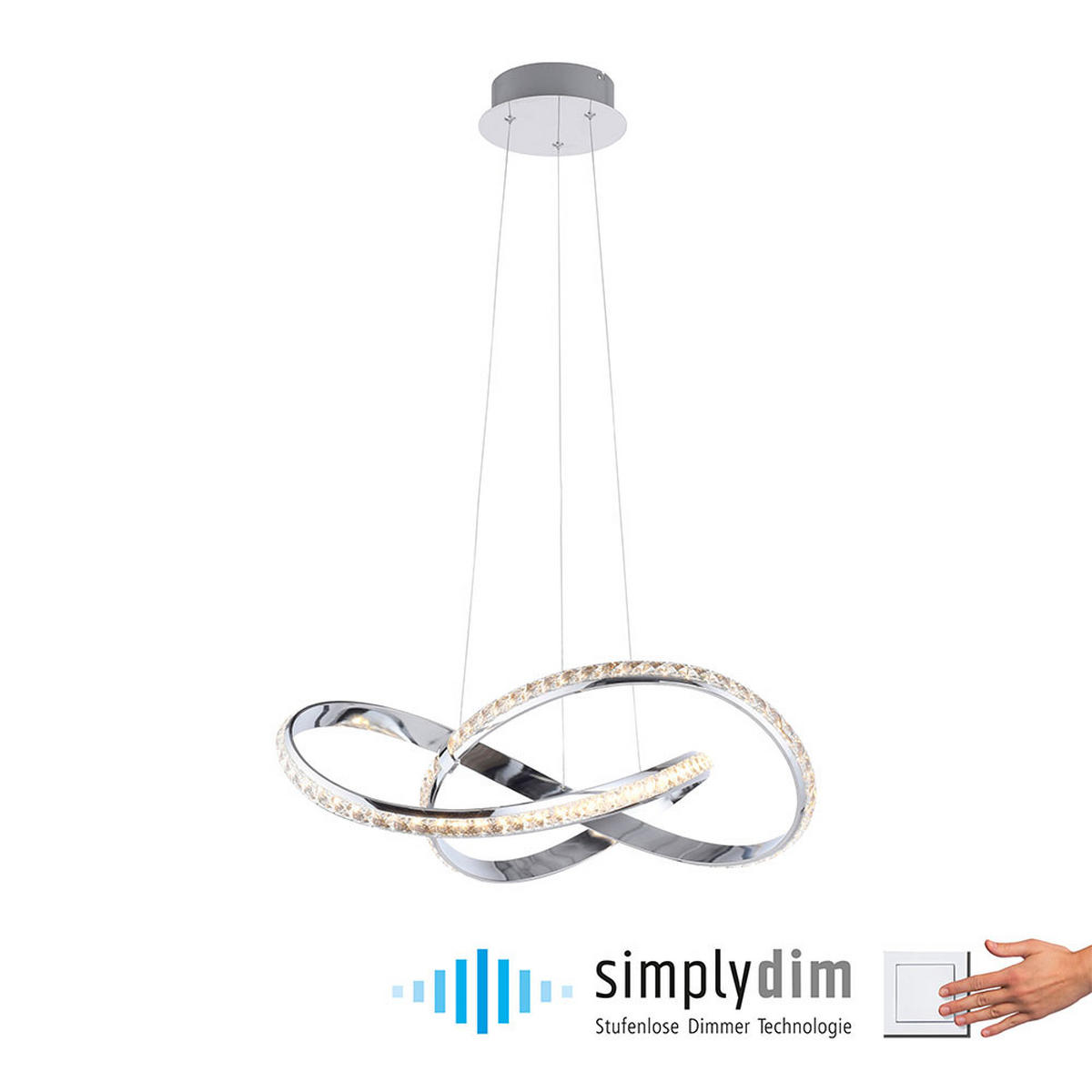 LED HÄNGELEUCHTE Metall Chrom Silber - Silberfarben, Metall (57/57/120cm)