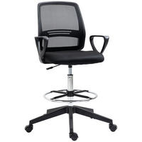 ARBEITSSTUHL Ergonomischer Drehstuhl Bürostuhl höhenverstellbar mit Fußstütze - Schwarz, Textil (66/120/68cm) - Vinsetto
