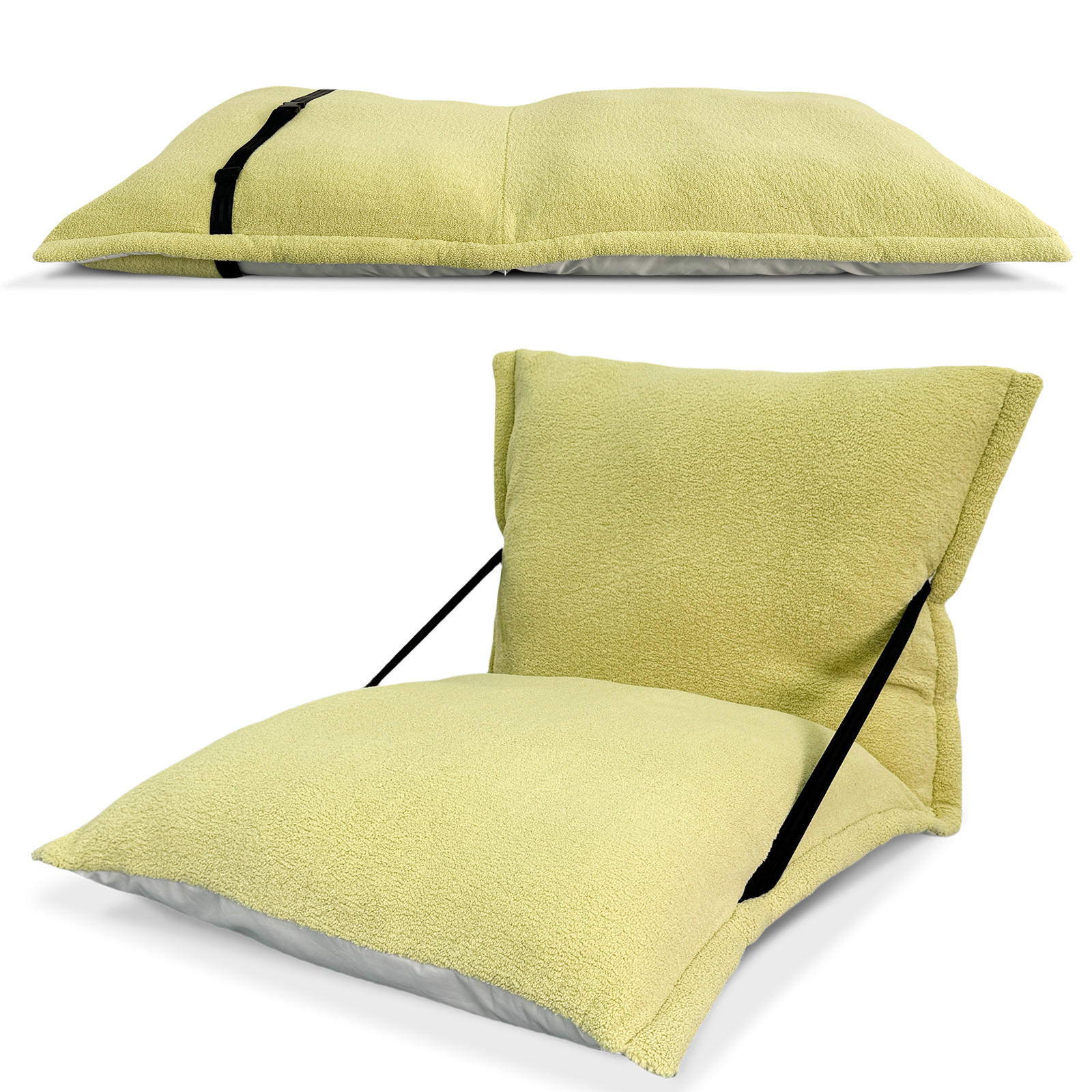 SITZSACK mit Befestigungsgurt Grün - Hellgrau/Grün, Textil (95/80/95cm) - Vercart
