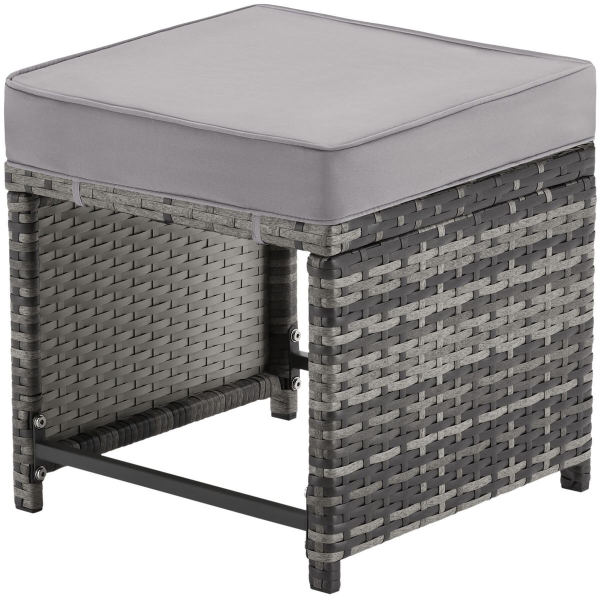 RATTANLOUNGE-SET Monopoli, 2-in-1 Sofa & Sitzgruppe, 110 x 60 x 61,5 cm, grau - Grau, Kunststoff - tectake