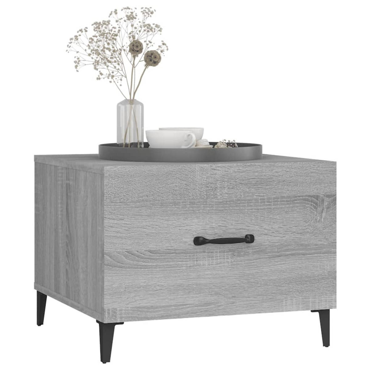 COUCHTISCH mit Metallbeinen Grau Sonoma 50x50x40 cm - Grau, Holzwerkstoff (50/50/40cm) - furnicato