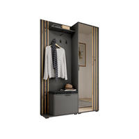 GARDEROBENSCHRANK - JOHN (Grau + Mit Kissen) - Schwarz, Holzwerkstoff (135/197/40cm)