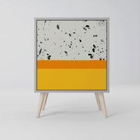 SIDEBOARD DYED BY ORANGE, Grau, 57,5x42x77,5 cm, Schräge Buchenholzfüße - Buchefarben/Multicolor, Holzwerkstoff/Buchenholz (57.5/77.5/42cm) - SpaceRebels