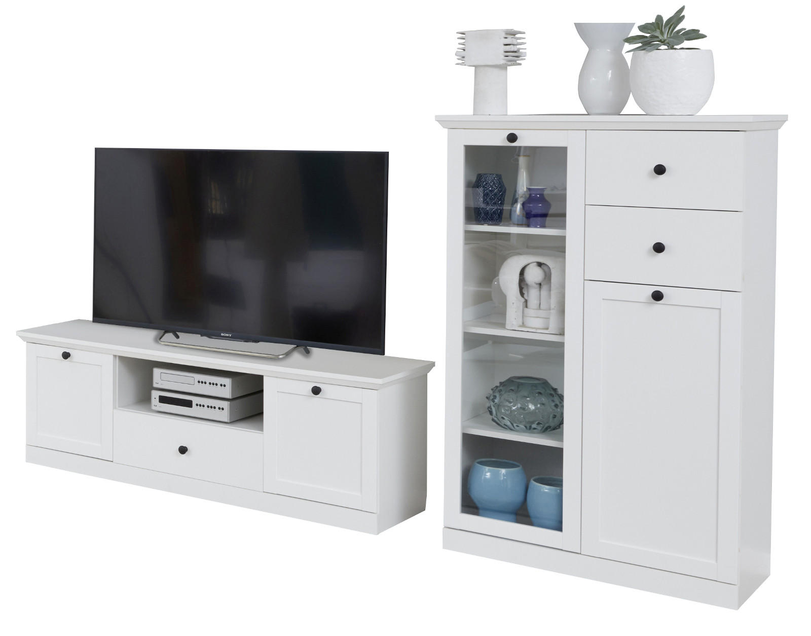 Top.Furn Wohnwand Weiß 41x129x235 cm