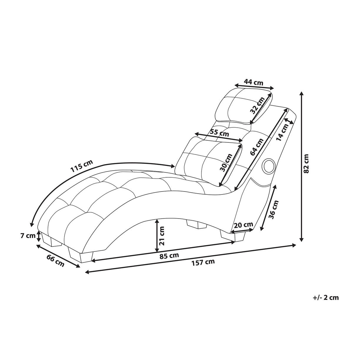 ČALOUNĚNÉ LEHÁTKO CHAISE LONGUE Sametová látka Šedé Simorre - světle šedá, textil (157/82/66cm) - Beliani